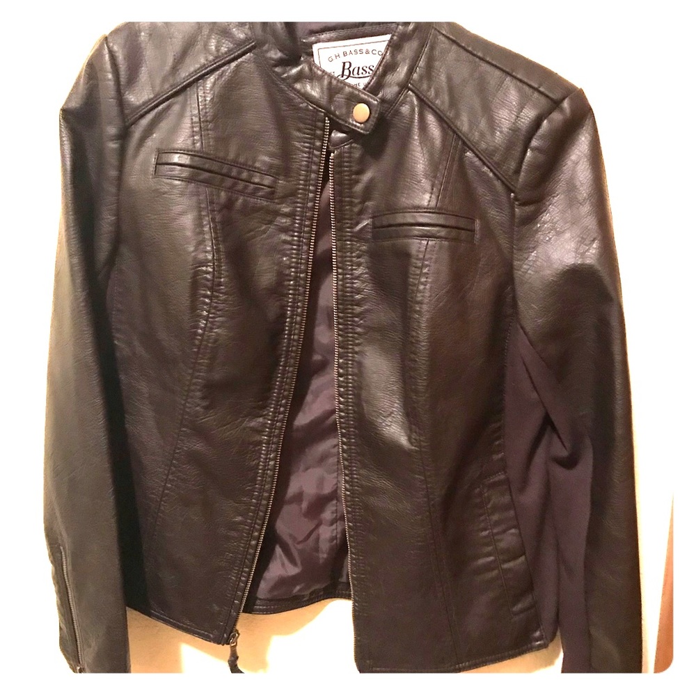 Chocolate brown faux leather jacket